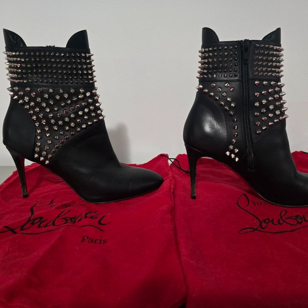Christian Louboutin Hongroise Heeled Boots Studded Leather 85